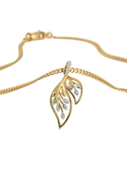 925 Sterling Silver Minimalist Design CZ Stones Gold Plated Pendant With Chain For Women By Kesardeep