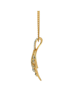 925 Sterling Silver Minimalist Design CZ Stones Gold Plated Pendant With Chain For Women By Kesardeep