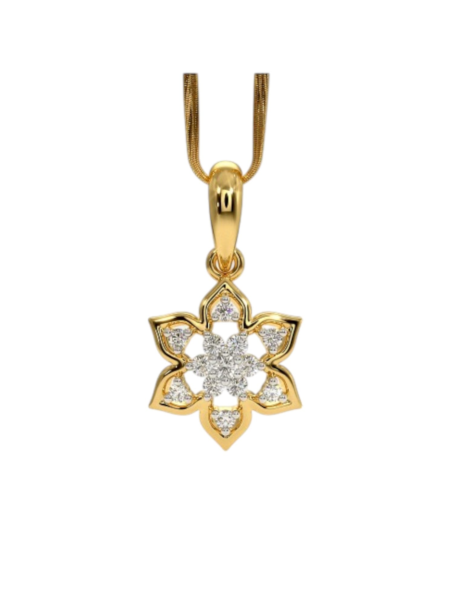 925 Sterling Silver Elegant Design CZ Stones Gold Plated Pendant With Chain For Women By Kesardeep