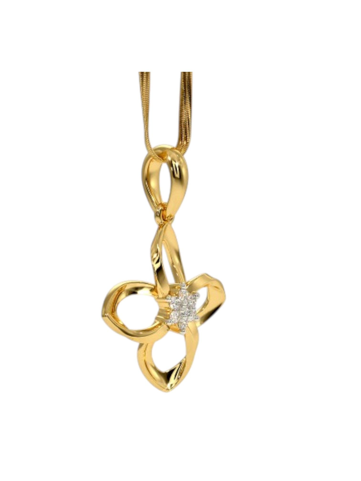 925 Sterling Silver Minimalist Design CZ Stones Gold Plated Pendant With Chain For Women By Kesardeep