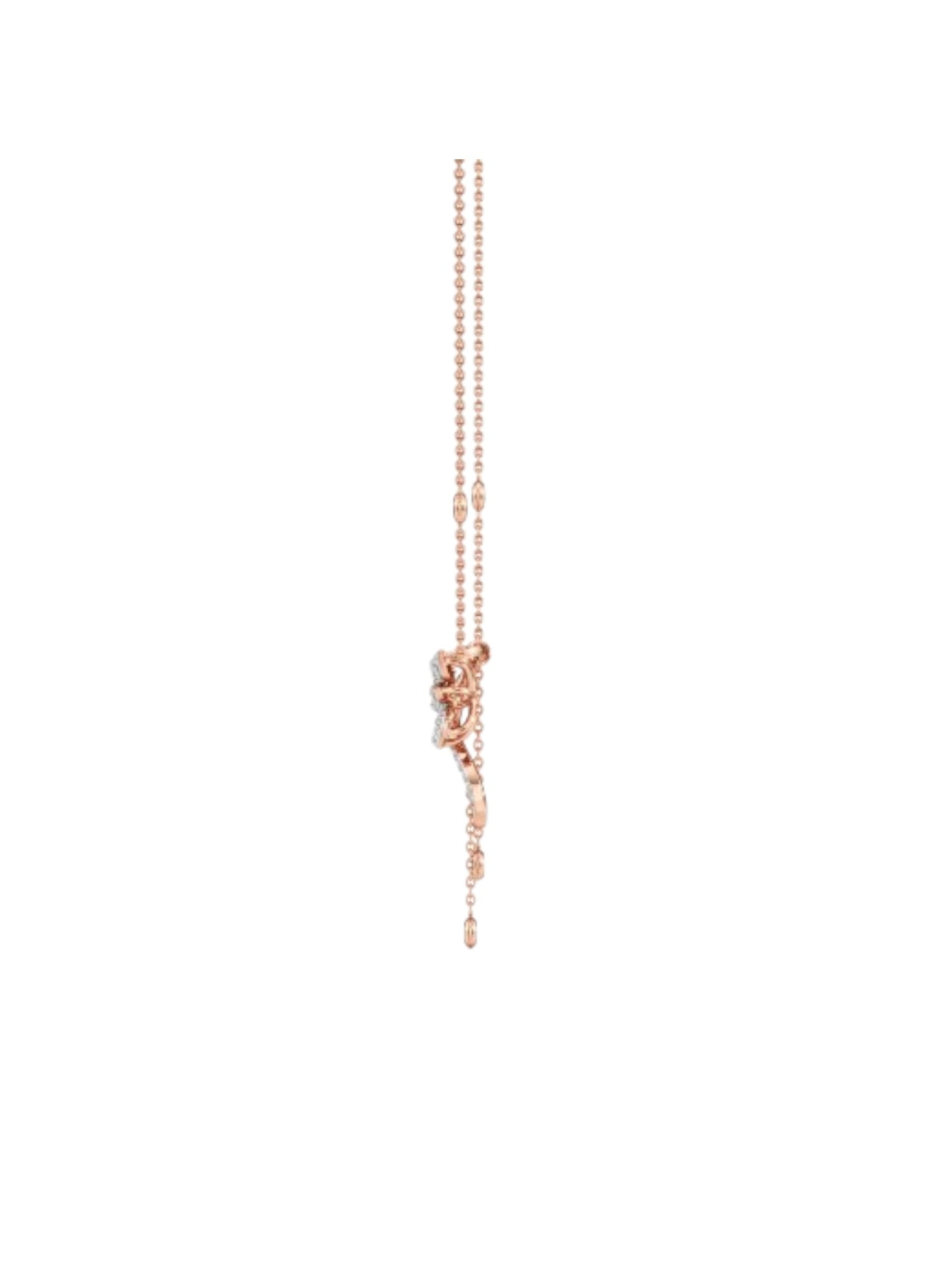 925 Sterling Silver Minimal Design CZ Stones Rose Gold Plated Pendant With Chain For Women Kesardeep