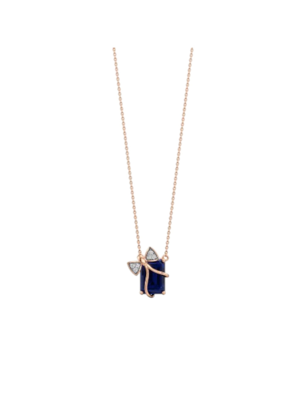925 Sterling Silver Stylish Design CZ Stones Rose Gold Plated Pendant With Chain For Women By Kesardeep