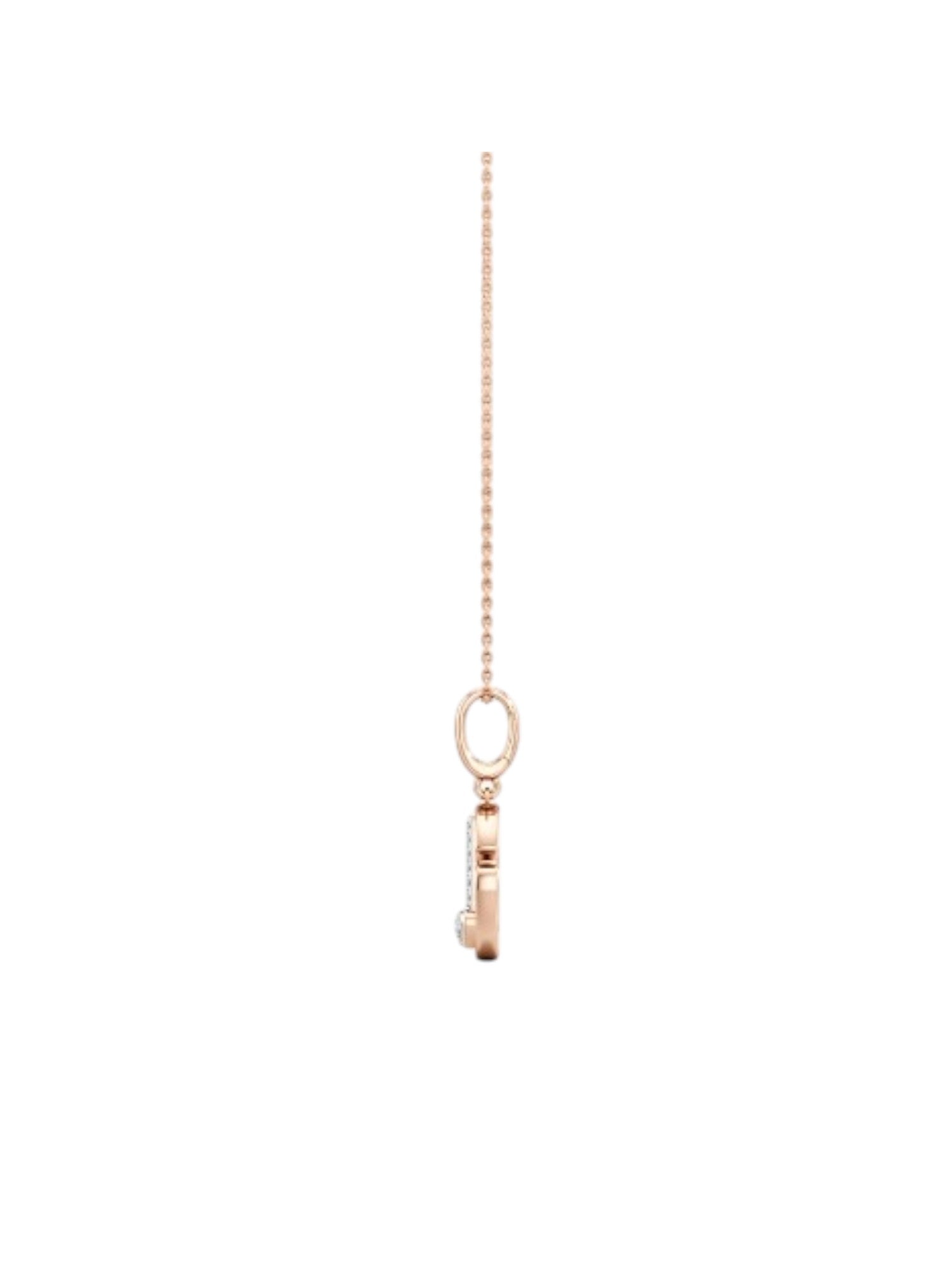 925 Sterling Silver Stylish Design Enameled Rose Gold Plated Pendant With Chain For Women Kesardeep