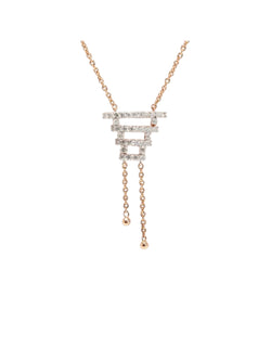 925 Sterling Silver Minimal Ladder Design CZ Stones Rose Gold Plated Pendant With Chain For Women Kesardeep