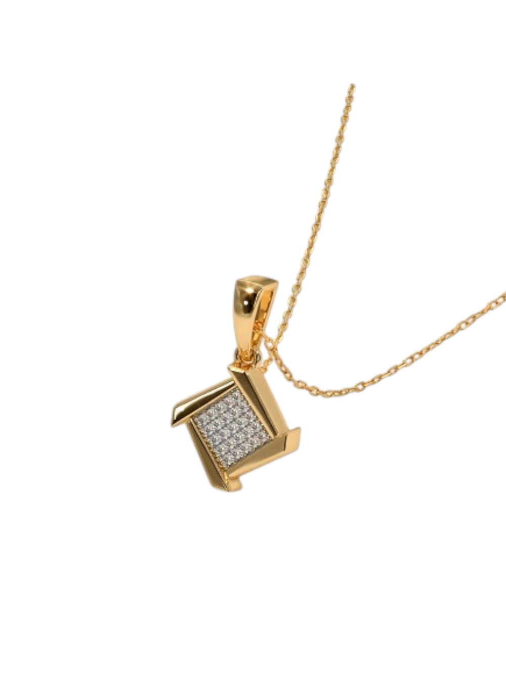925 Sterling Silver Minimalist Design CZ Stones Gold Plated Pendant With Chain For Women By Kesardeep