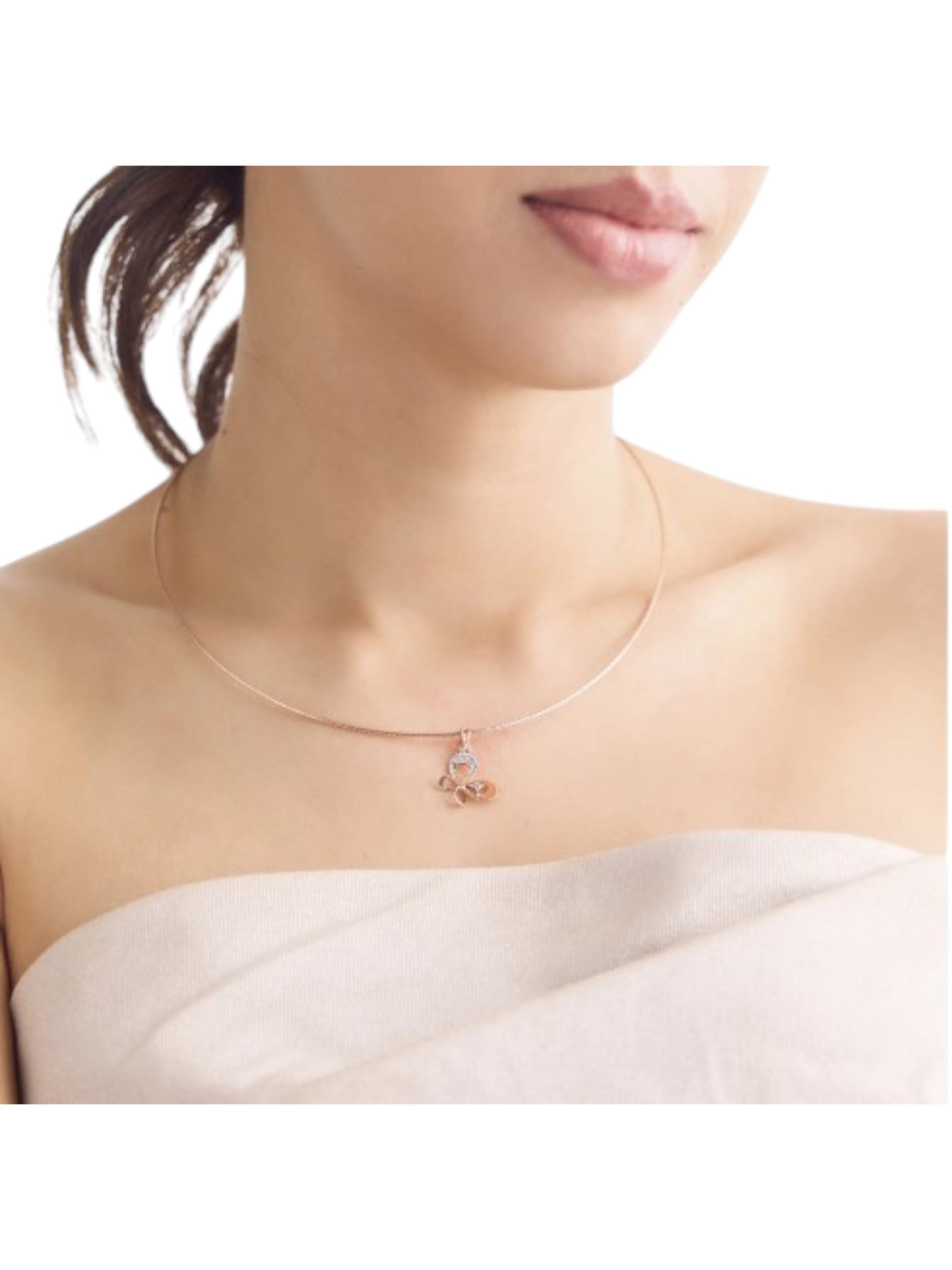 Trendy Butterfly Design 925 Sterling Silver CZ Stones Rose Gold Plated Pendant With Chain For Women By Kesardeep