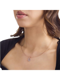 Trendy Hamza Hand Design 925 Sterling Silver CZ Stones Rose Gold Plated Pendant With Chain For Women By Kesardeep