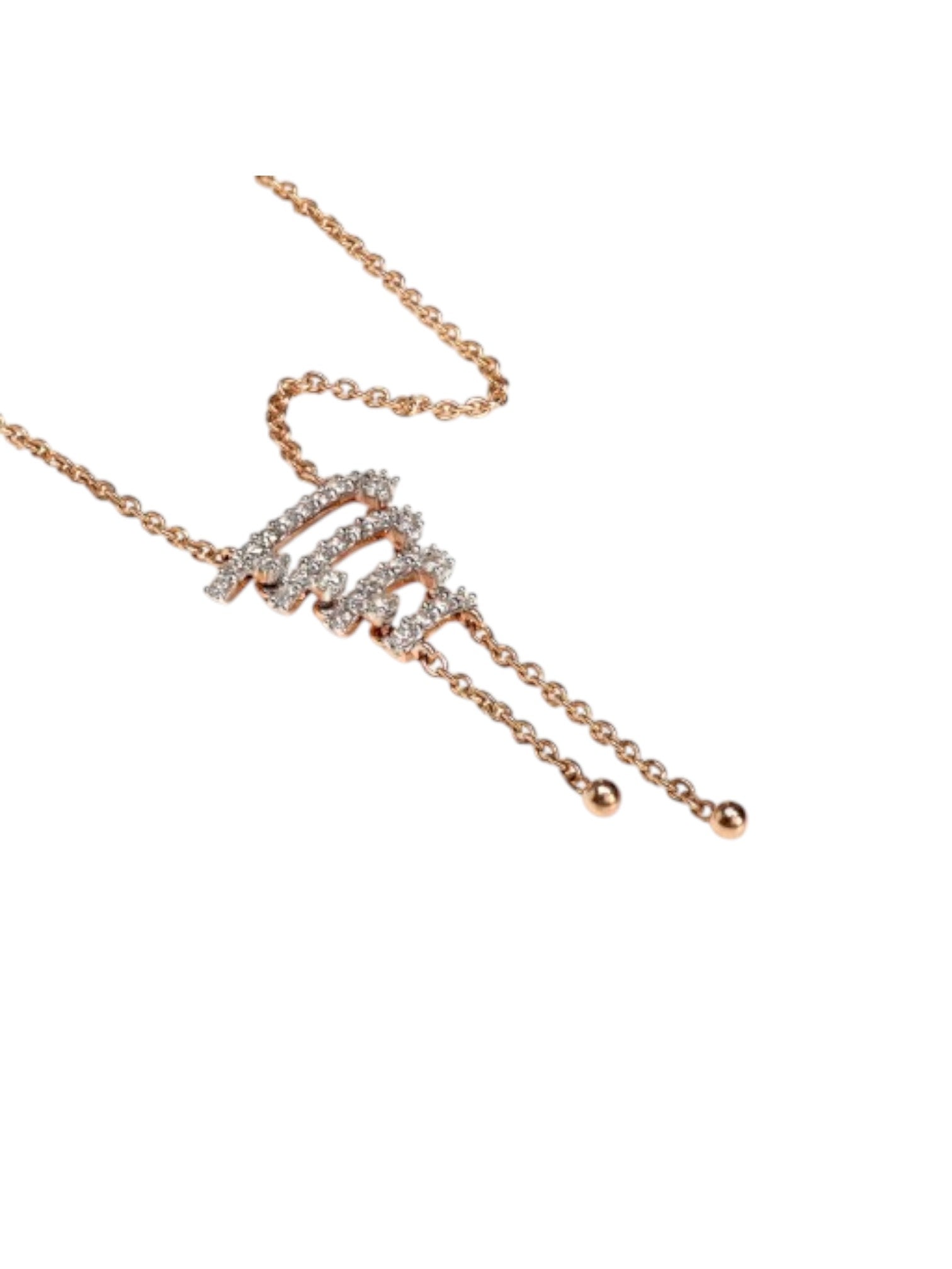 925 Sterling Silver Minimal Ladder Design CZ Stones Rose Gold Plated Pendant With Chain For Women Kesardeep