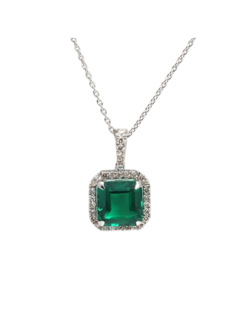 925 Sterling Silver Minimal Design CZ Stone Silver Colour Plated Pendant With Chain For Women By Kesardeep