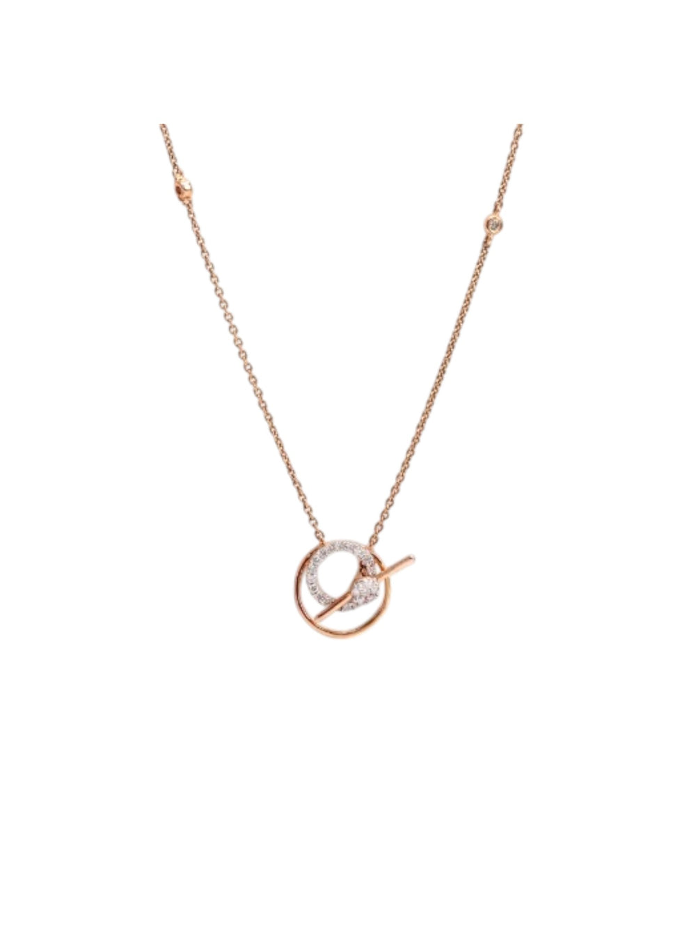 925 Sterling Silver Minimal Design CZ Stones Rose Gold Plated Pendant With Chain For Women Kesardeep