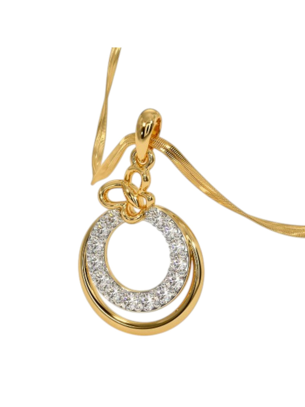 925 Sterling Silver Minimalist Design CZ Stones Gold Plated Pendant With Chain For Women By Kesardeep