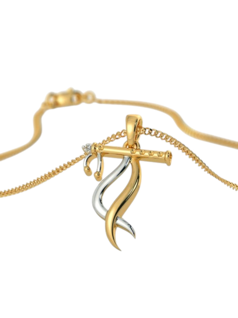 925 Sterling Silver Minimalist Design CZ Stones Gold Plated Pendant With Chain For Women By Kesardeep