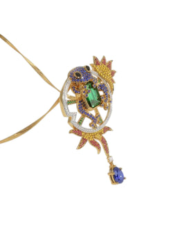 925 Sterling Silver Elegant Design CZ Stones Gold Plated Pendant With Chain For Women By Kesardeep