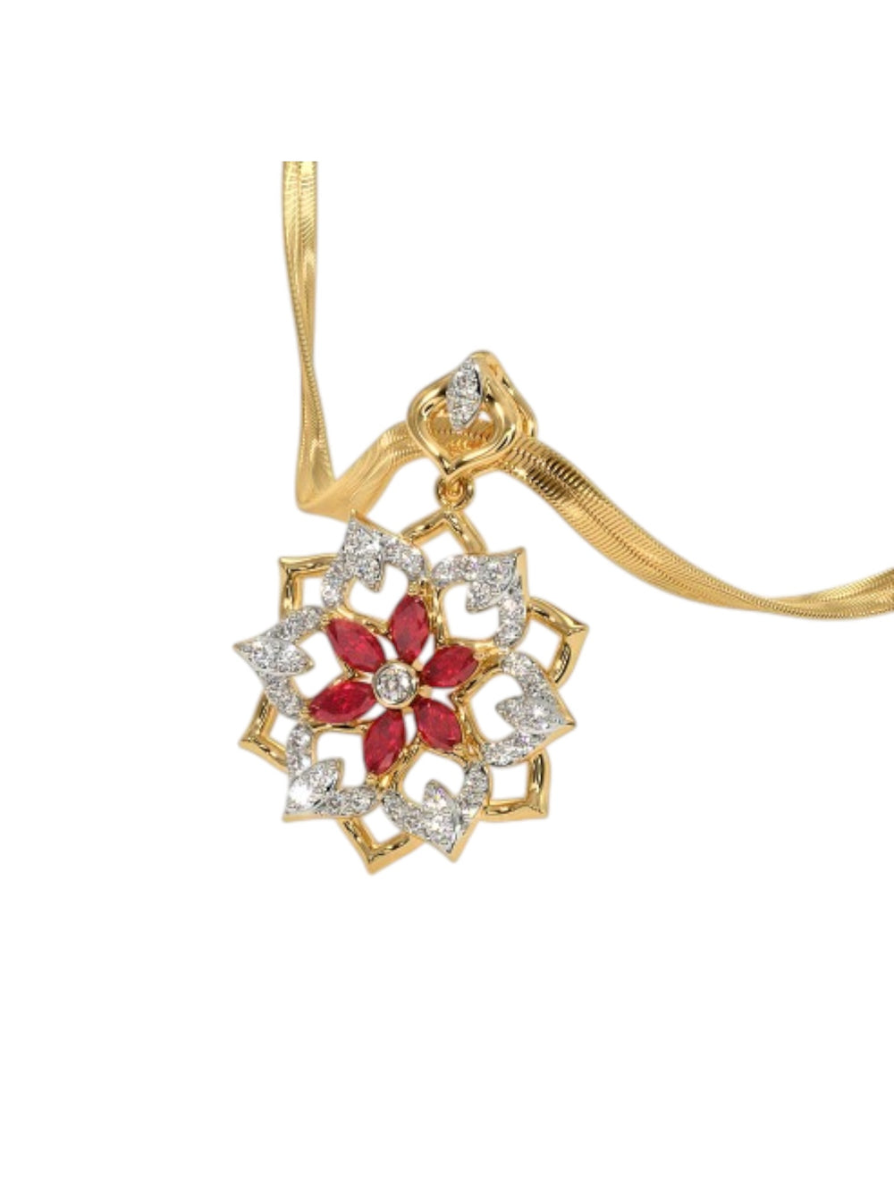 925 Sterling Silver Minimalist Design CZ Stones Gold Plated Pendant With Chain For Women By Kesardeep
