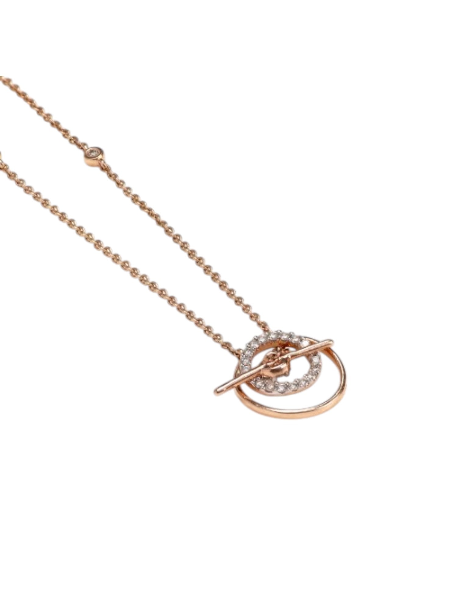 925 Sterling Silver Minimal Design CZ Stones Rose Gold Plated Pendant With Chain For Women Kesardeep