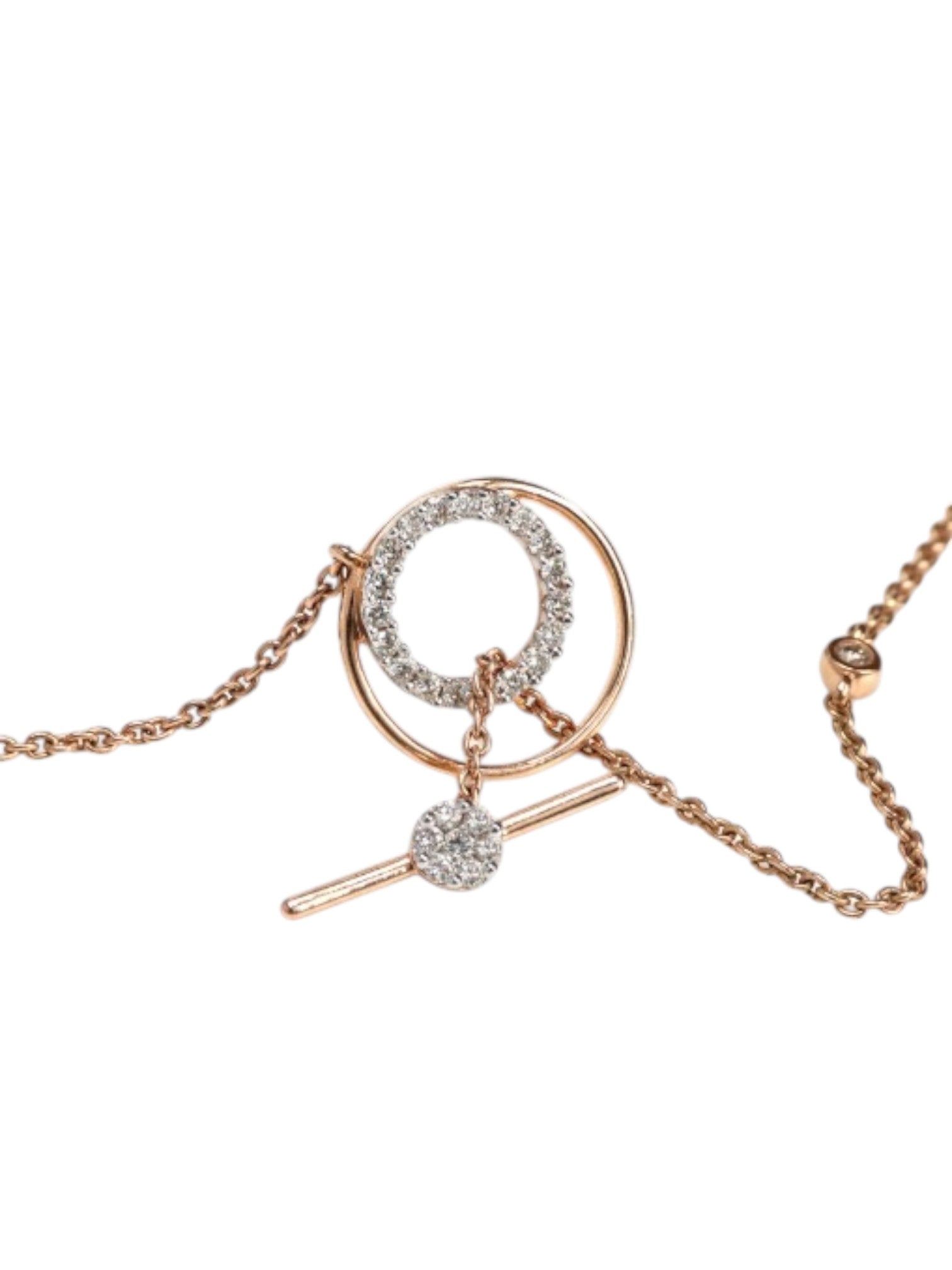 925 Sterling Silver Minimal Design CZ Stones Rose Gold Plated Pendant With Chain For Women Kesardeep