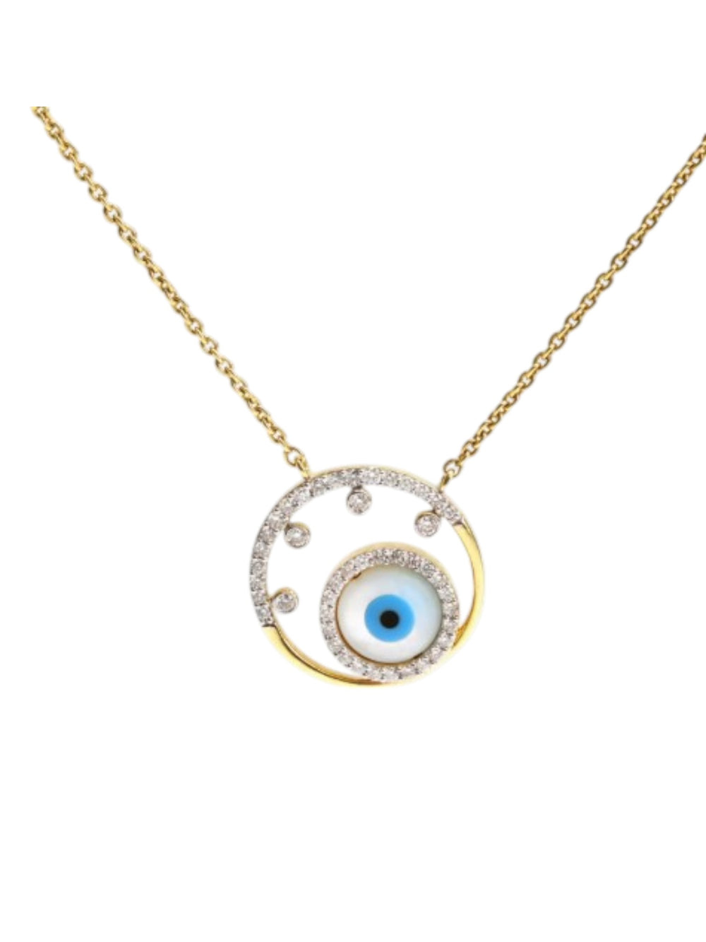 925 Sterling Silver Minimal Evil Eye Design CZ Stones Rose Gold Plated Pendant With Chain For Women Kesardeep