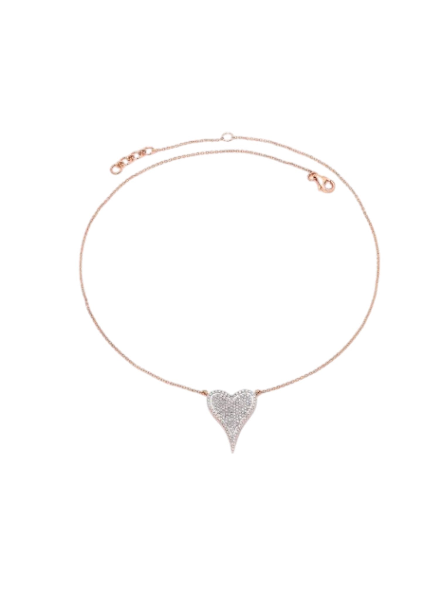 925 Sterling Silver Heart Shape CZ Stones Rose Gold Plated Pendant With Chain For Women By Kesardeep