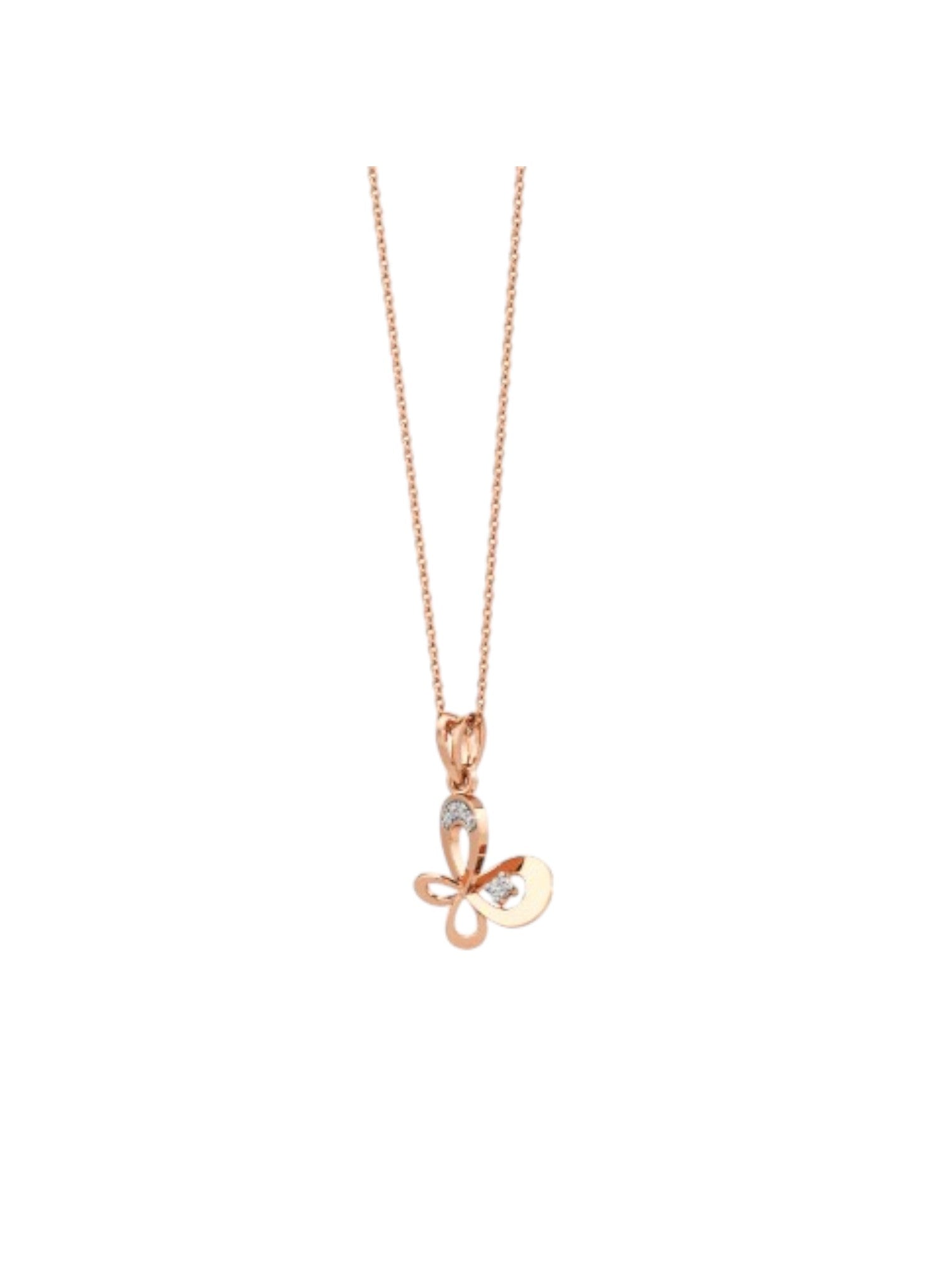Trendy Butterfly Design 925 Sterling Silver CZ Stones Rose Gold Plated Pendant With Chain For Women By Kesardeep