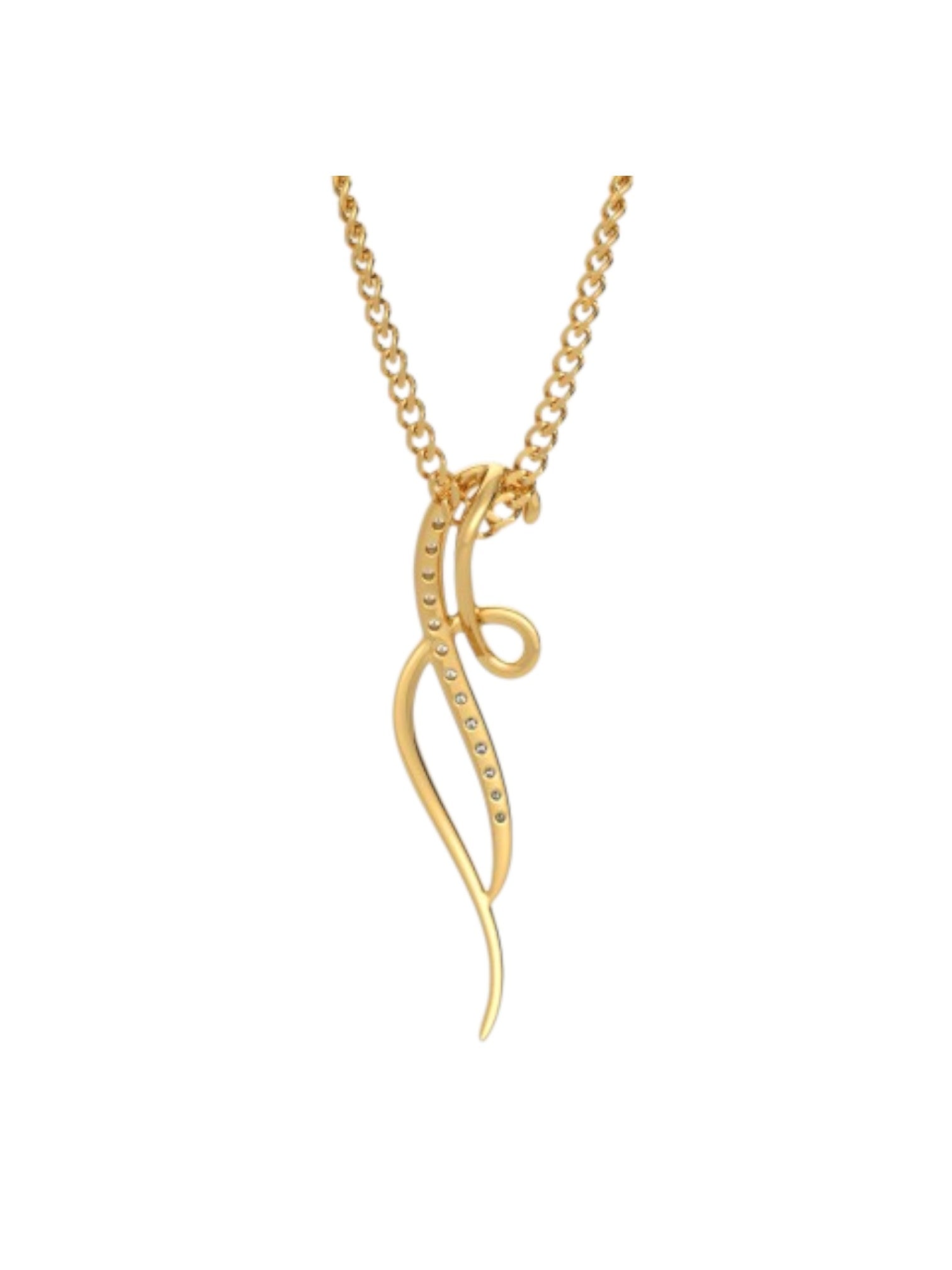 925 Sterling Silver Minimalist Design CZ Stones Gold Plated Pendant With Chain For Women By Kesardeep