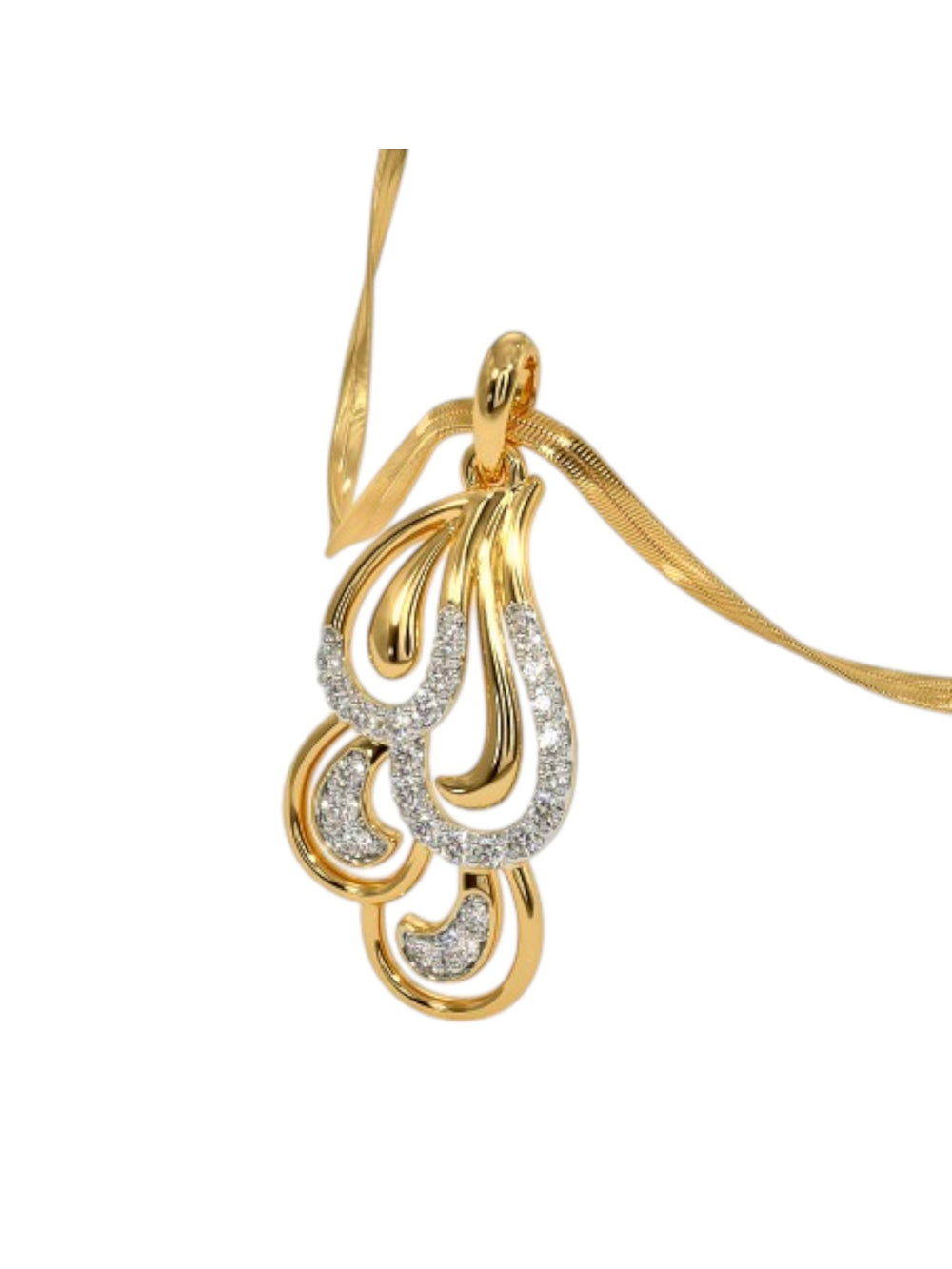 925 Sterling Silver Minimalist Design CZ Stones Gold Plated Pendant With Chain For Women By Kesardeep