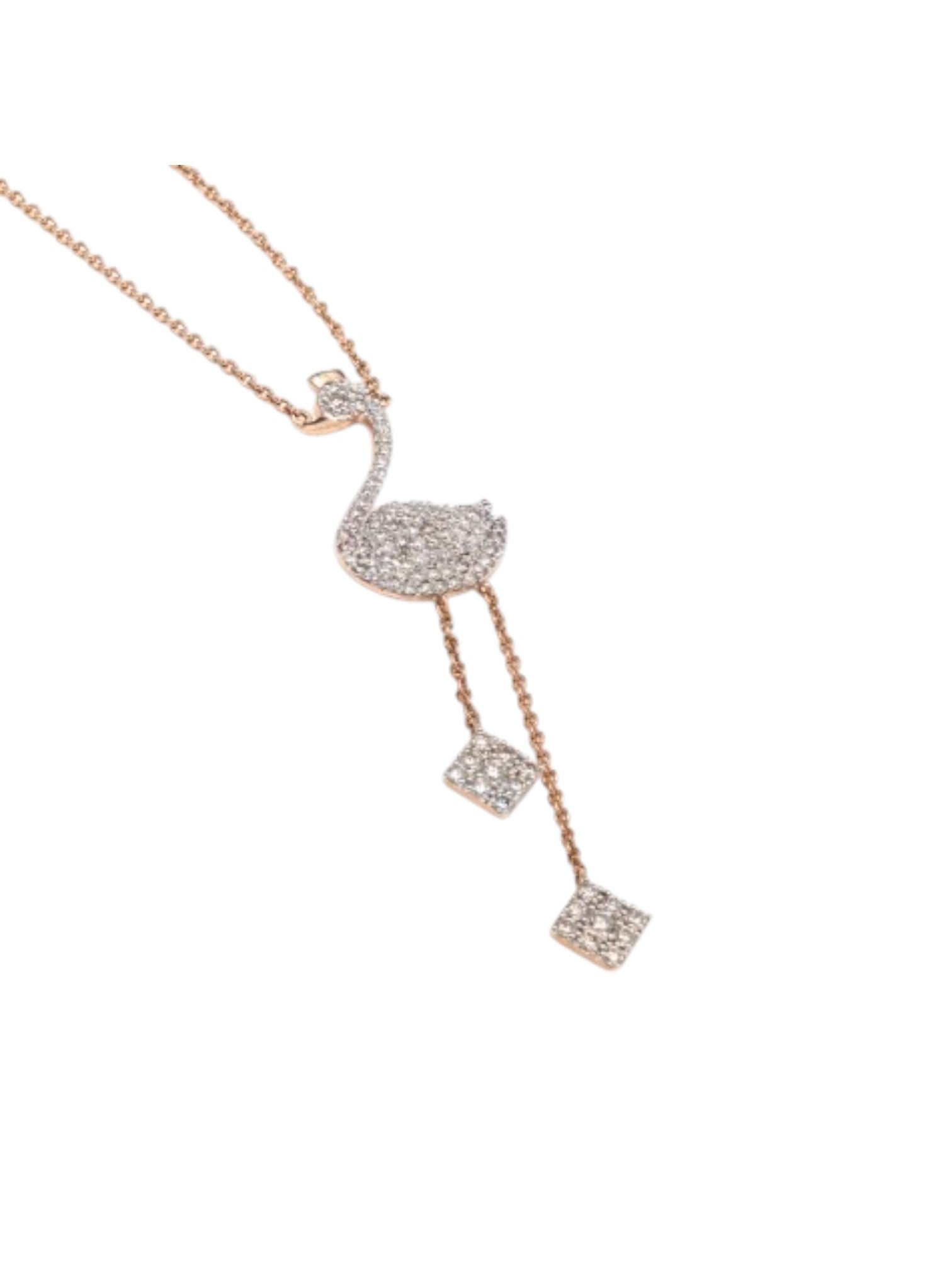 925 Sterling Silver Stylish Swan Design CZ Stones Rose Gold Plated Pendant With Chain For Women By Kesardeep