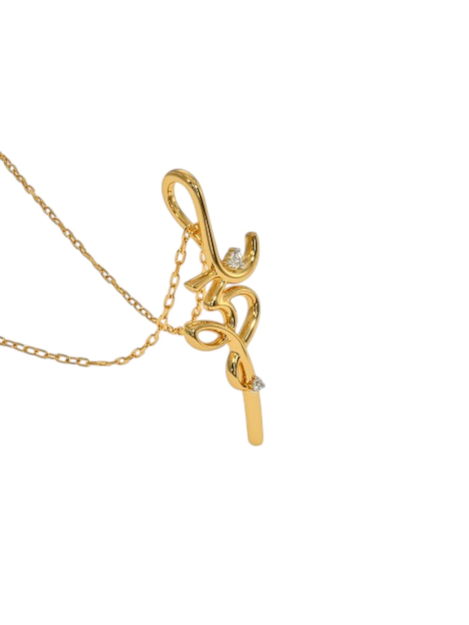 925 Sterling Silver Minimalist Design CZ Stones Gold Plated Pendant With Chain For Women By Kesardeep