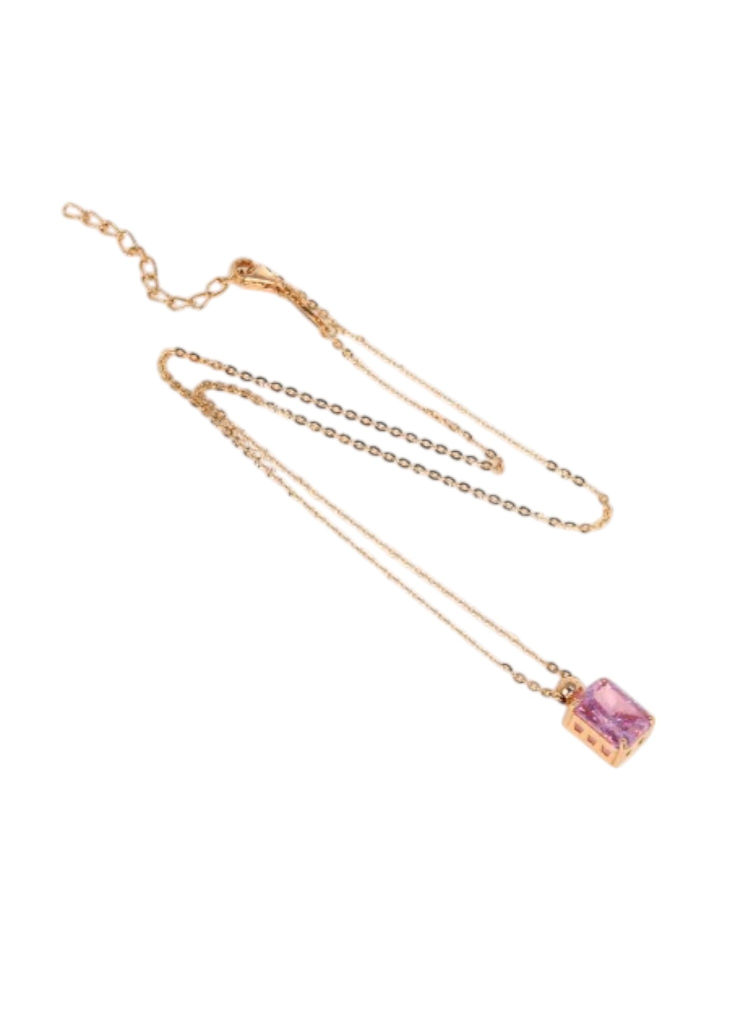 925 Sterling Silver Minimal Design CZ Stone Rose Gold Plated Pendant With Chain For Women By Kesardeep