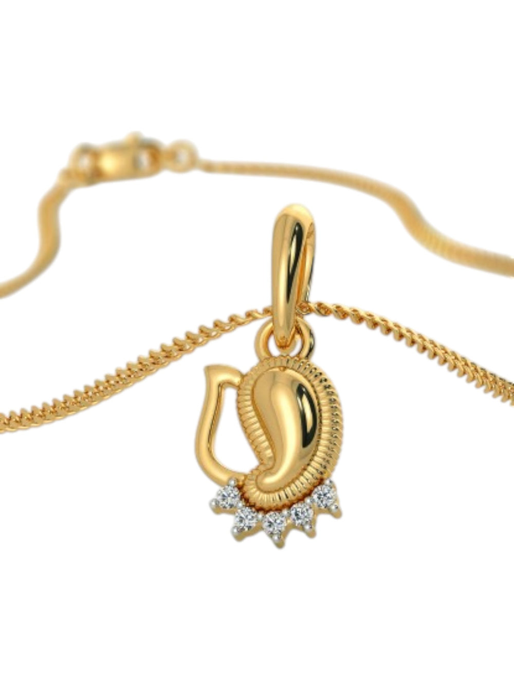 925 Sterling Silver Elegant Ganesha Design CZ Stones Gold Plated Pendant With Chain For Women By Kesardeep