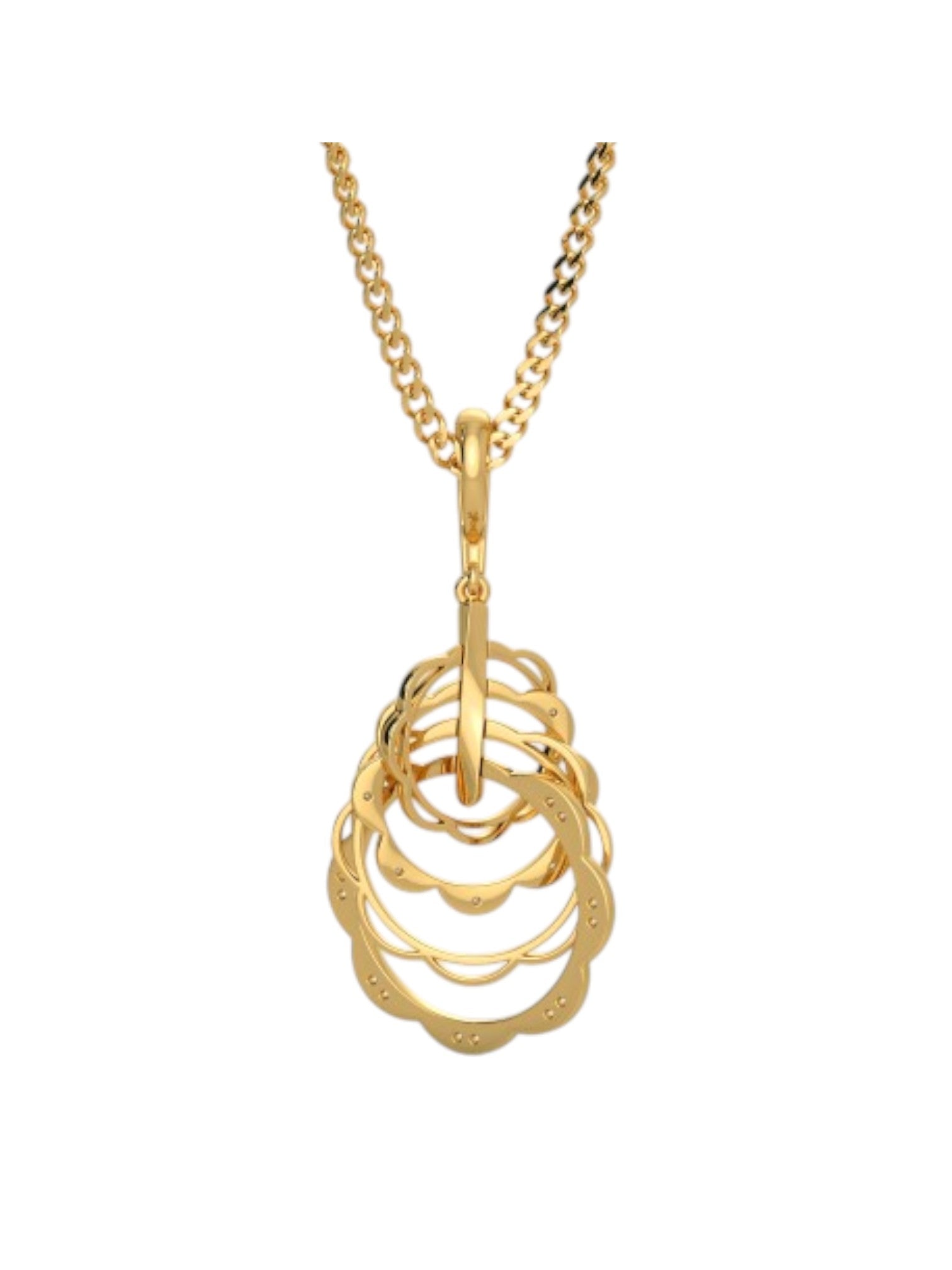 925 Sterling Silver Minimalist Design CZ Stones Gold Plated Pendant With Chain For Women By Kesardeep