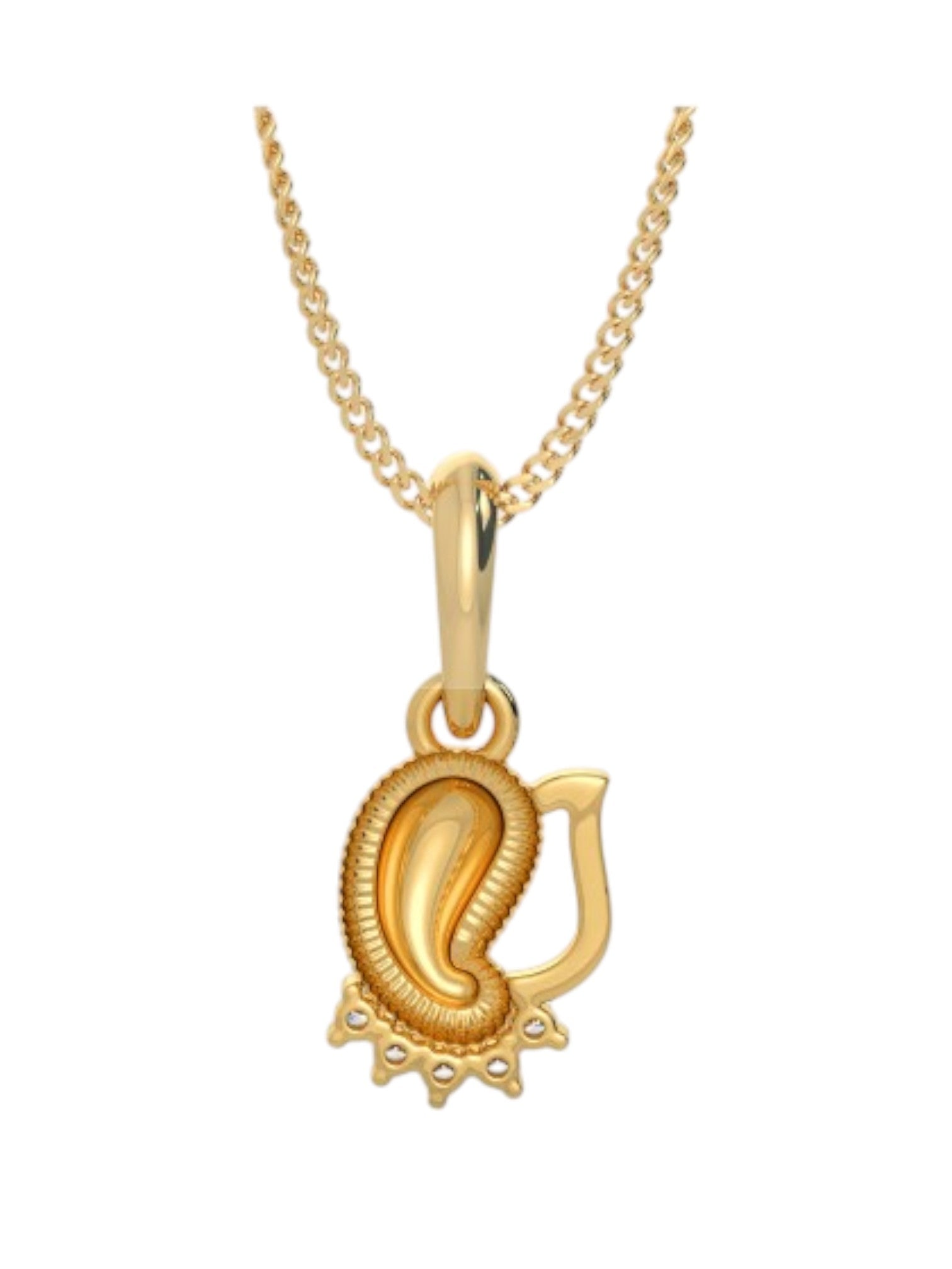925 Sterling Silver Elegant Ganesha Design CZ Stones Gold Plated Pendant With Chain For Women By Kesardeep