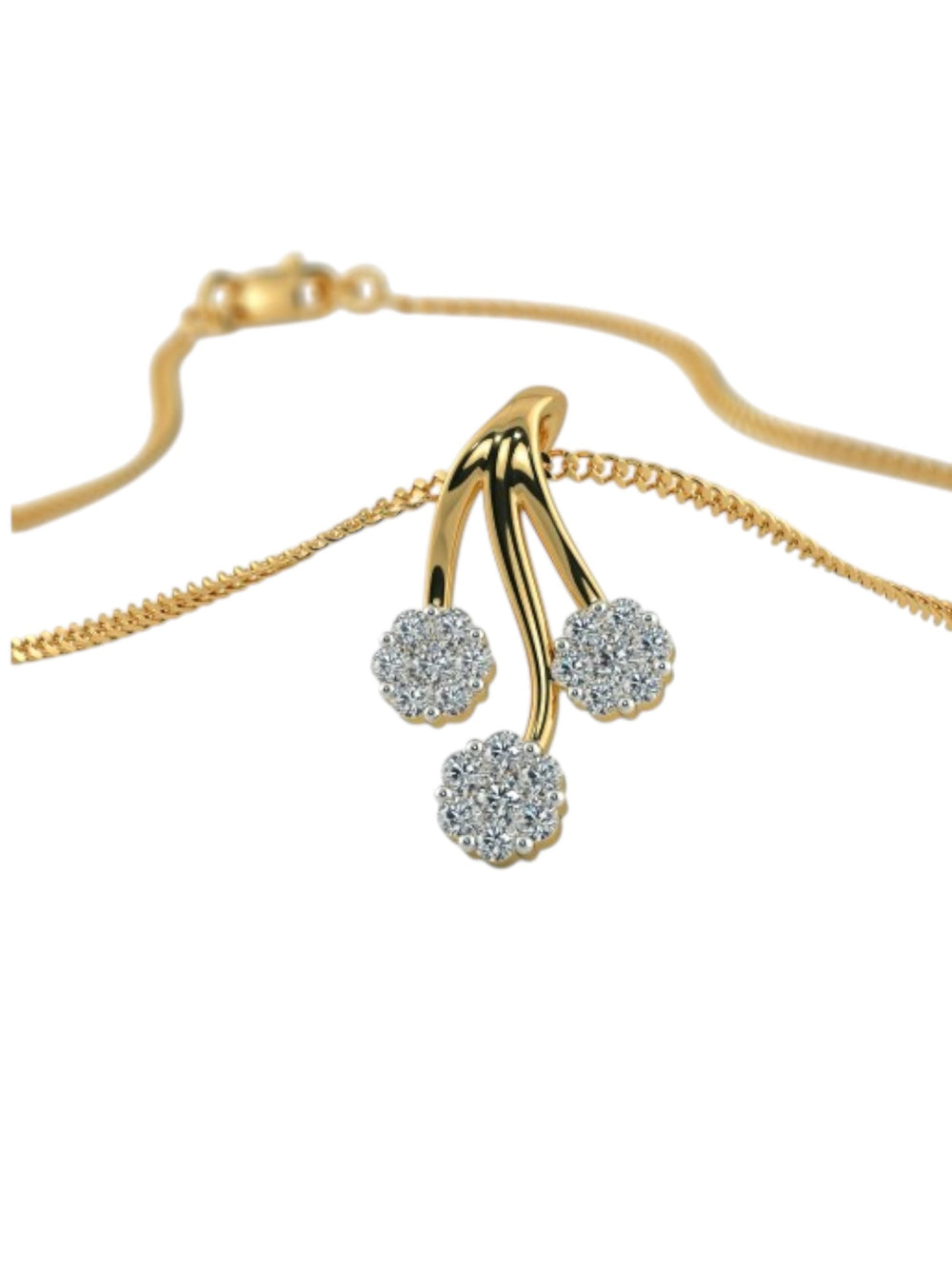 925 Sterling Silver Elegant Design CZ Stones Gold Plated Pendant With Chain For Women By Kesardeep
