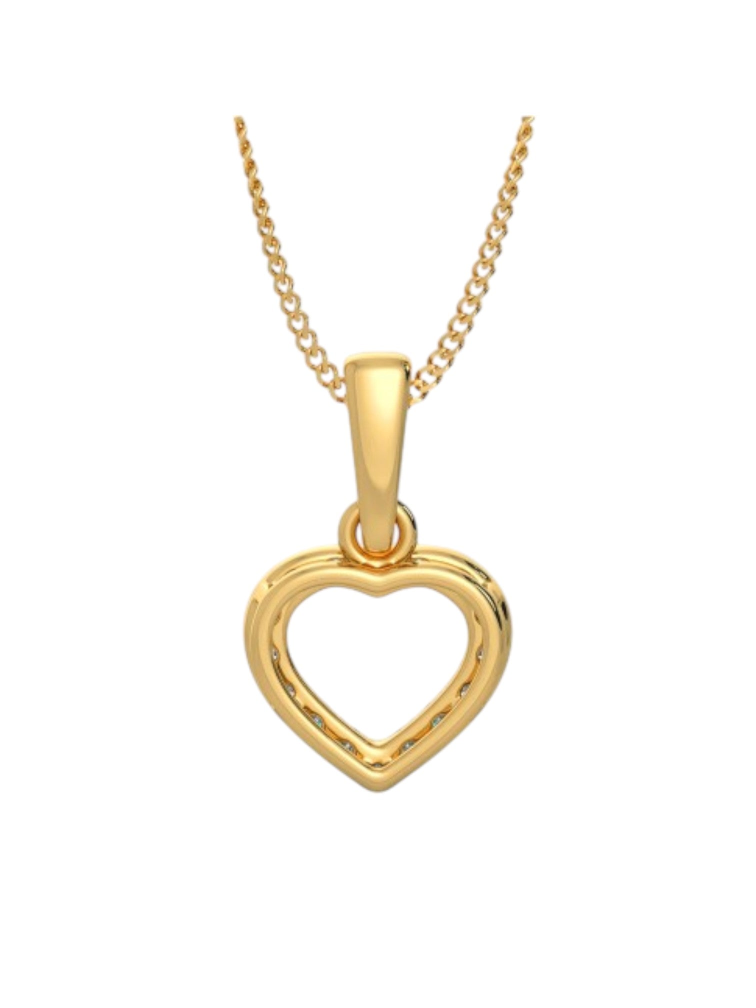 925 Sterling Silver Minimalist Love Design CZ Stones Gold Plated Pendant With Chain For Women By Kesardeep