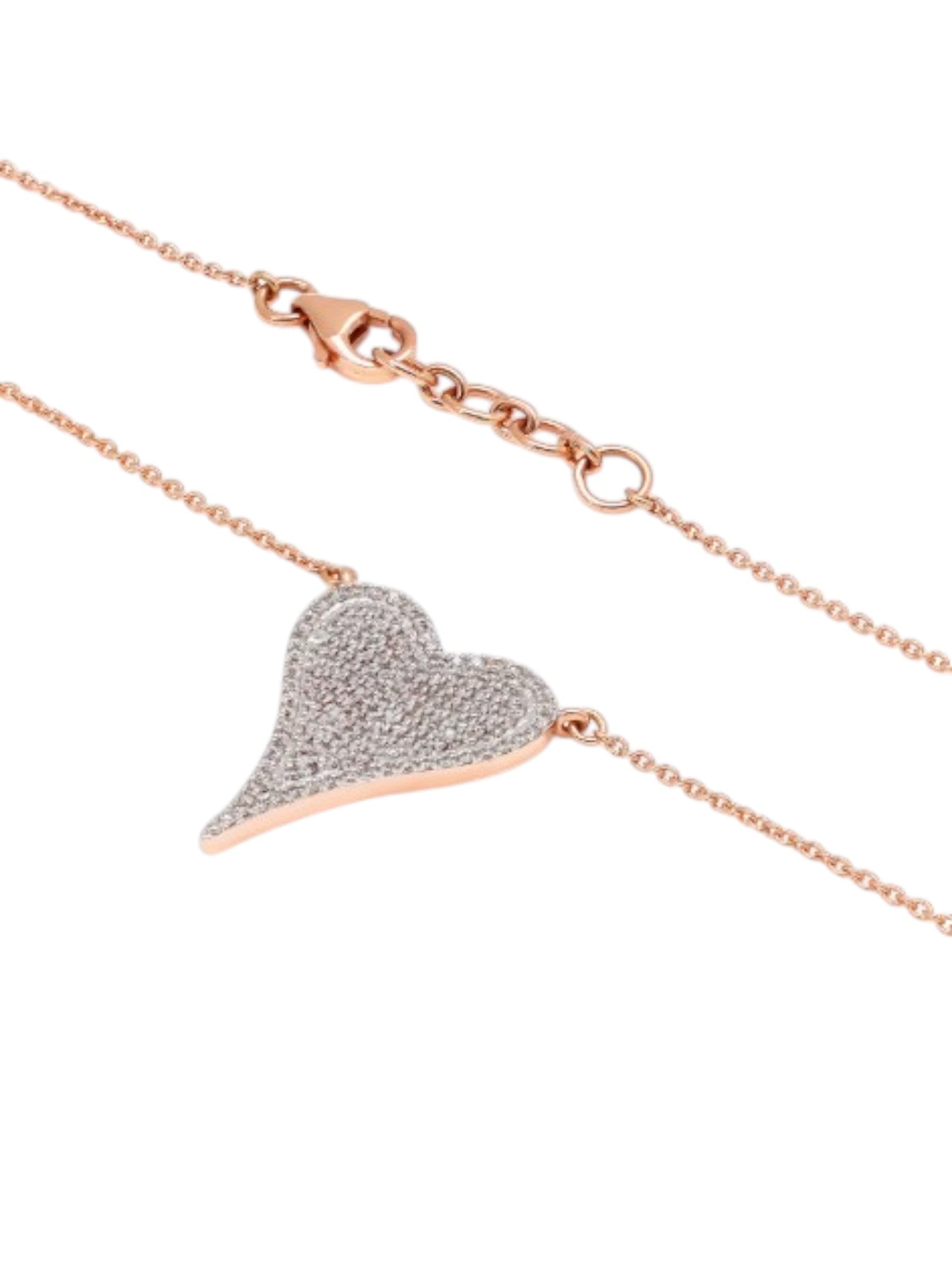 925 Sterling Silver Heart Shape CZ Stones Rose Gold Plated Pendant With Chain For Women By Kesardeep