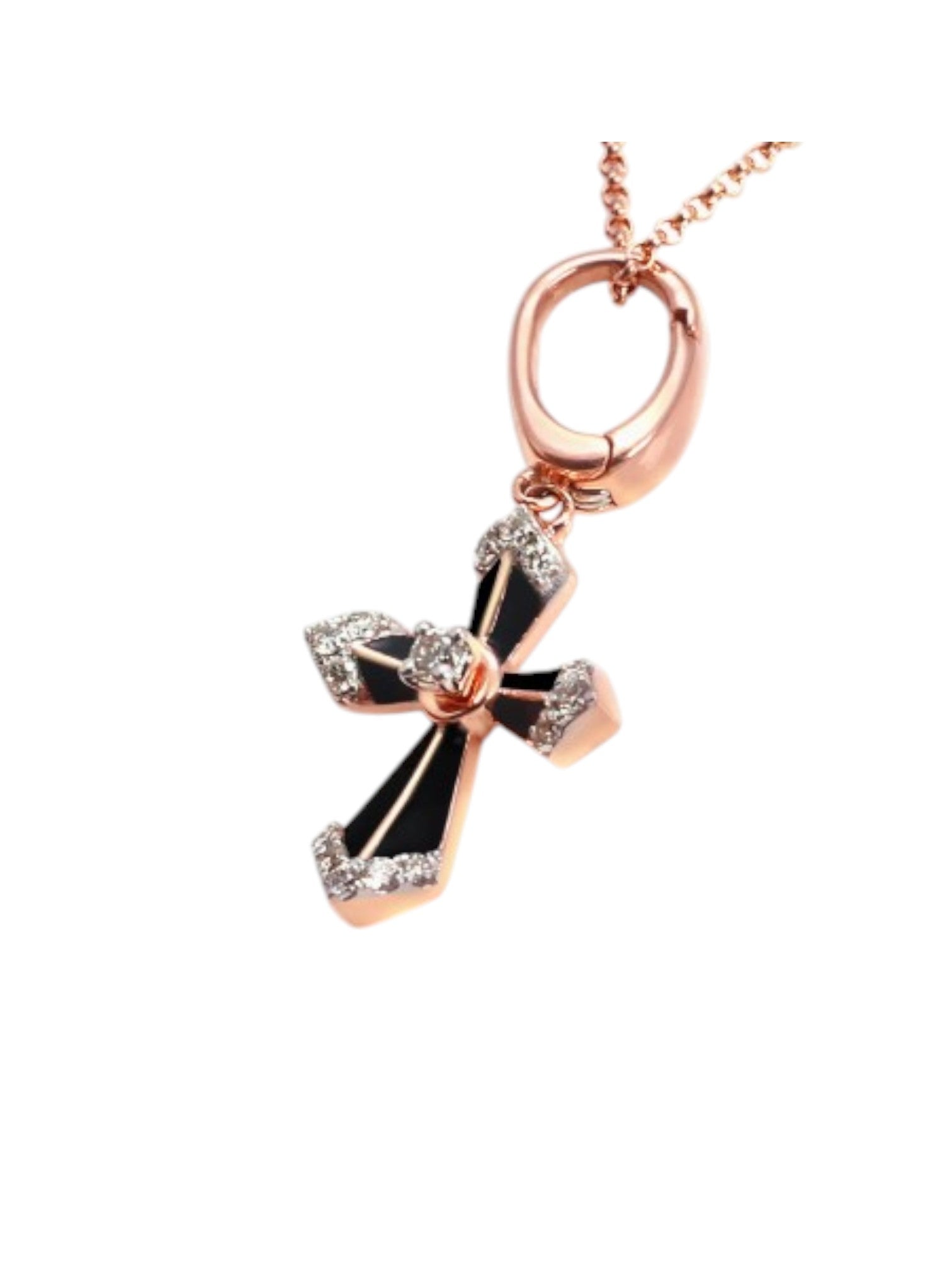 925 Sterling Silver Stylish Cross Design CZ Stones Pendant With Chain For Women Kesardeep
