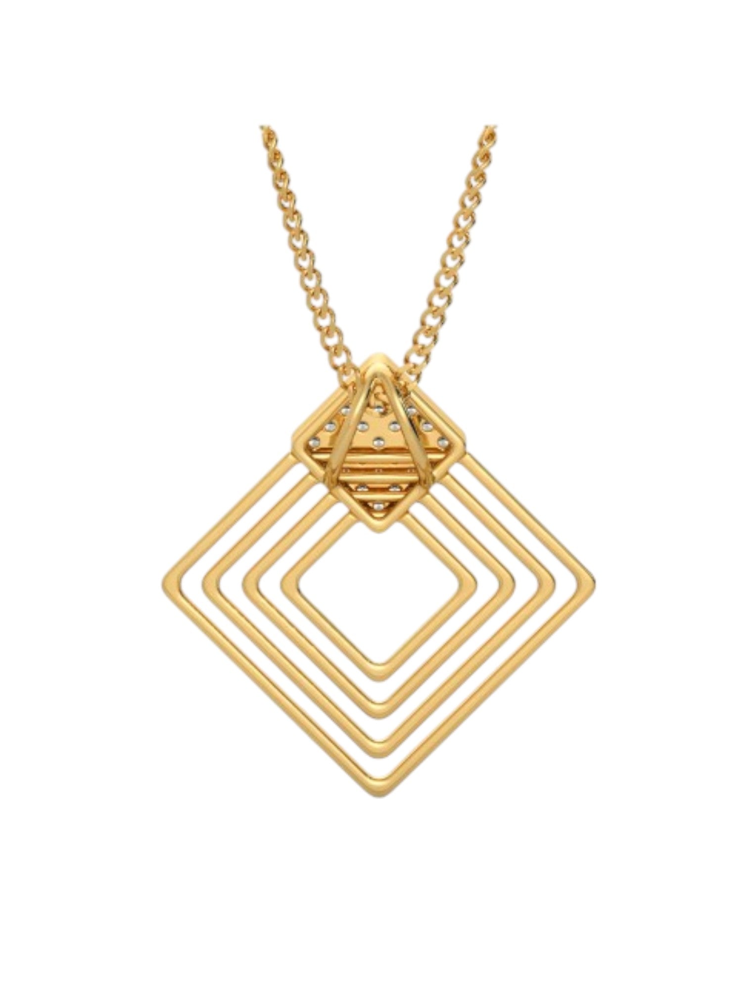 925 Sterling Silver Elegant Design CZ Stones Gold Plated Pendant With Chain For Women By Kesardeep