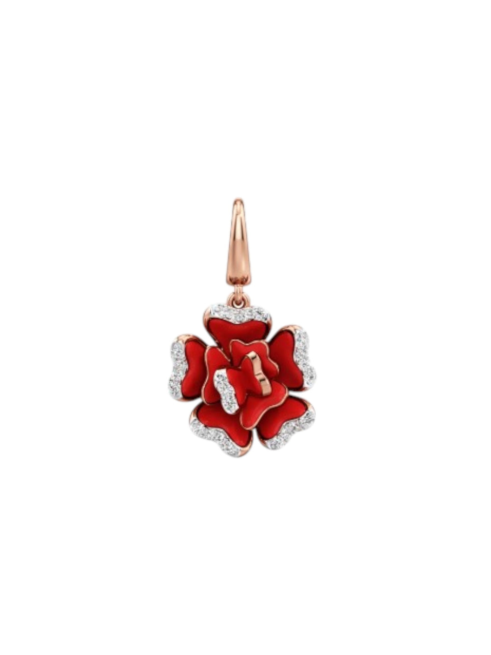 925 Sterling Silver Stylish Rose Design CZ Stones Rose Gold Plated Pendant With Chain For Women Kesardeep