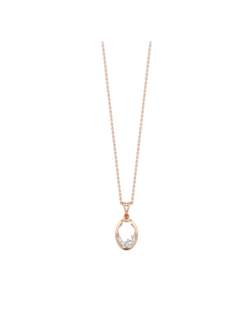 Trendy Design 925 Sterling Silver CZ Stones Rose Gold Plated Pendant With Chain For Women By Kesardeep