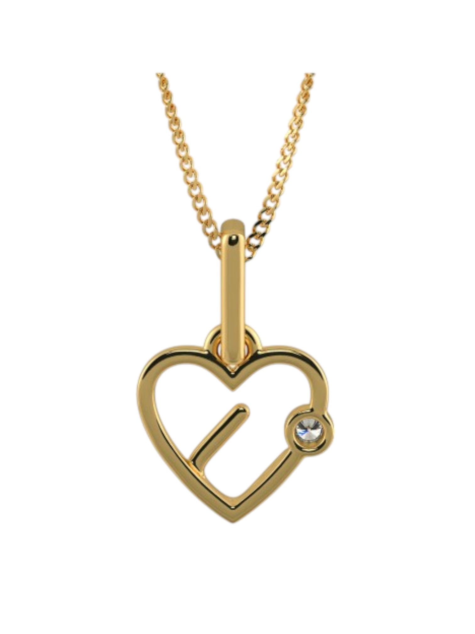 925 Sterling Silver Elegant LoveDesign CZ Stones Gold Plated Pendant With Chain For Women By Kesardeep