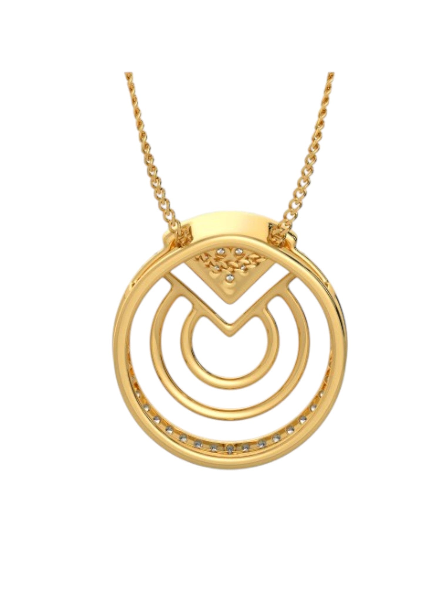 925 Sterling Silver Elegant Design CZ Stones Gold Plated Pendant With Chain For Women By Kesardeep