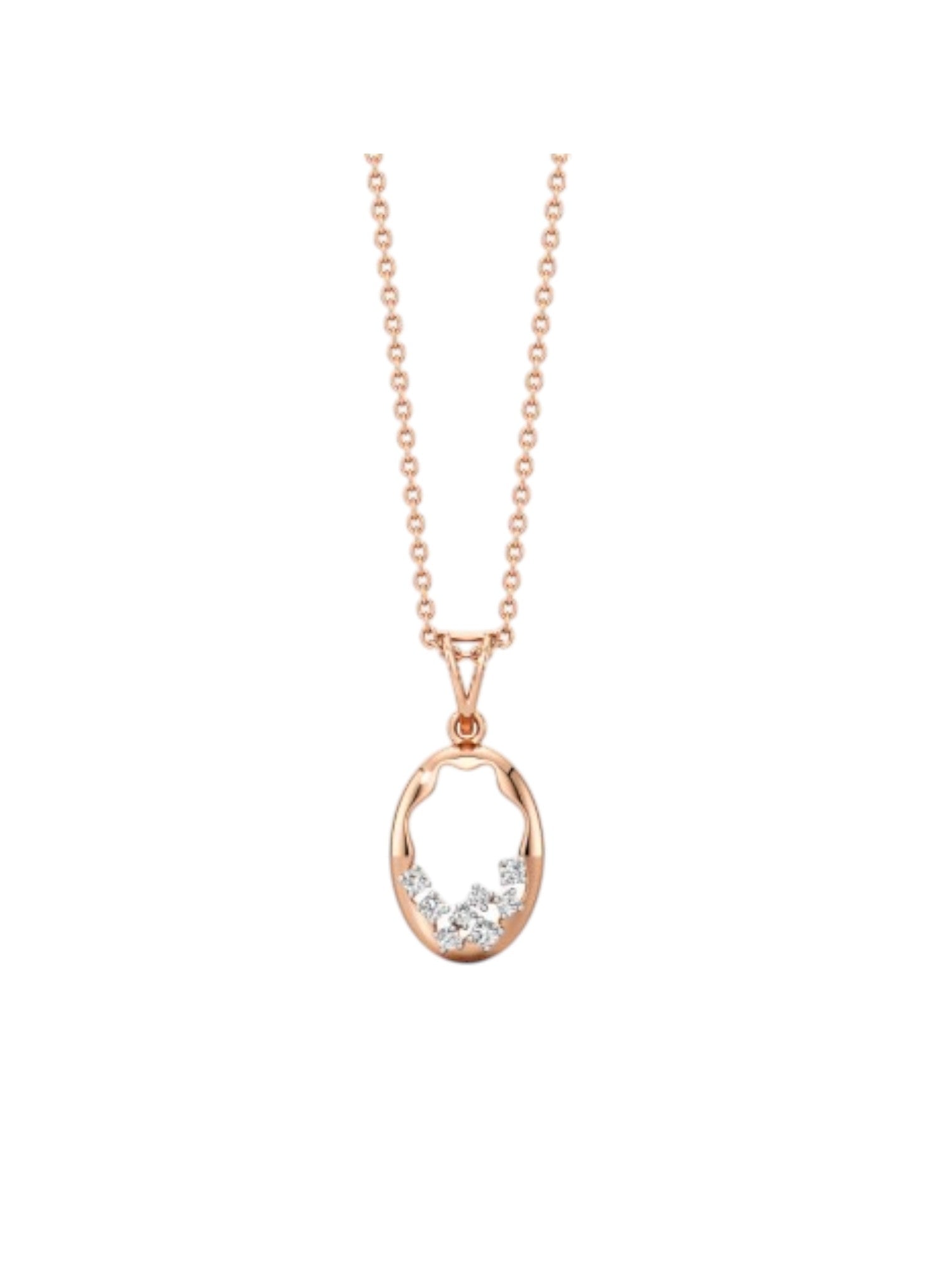 Trendy Design 925 Sterling Silver CZ Stones Rose Gold Plated Pendant With Chain For Women By Kesardeep