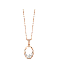 Trendy Design 925 Sterling Silver CZ Stones Rose Gold Plated Pendant With Chain For Women By Kesardeep