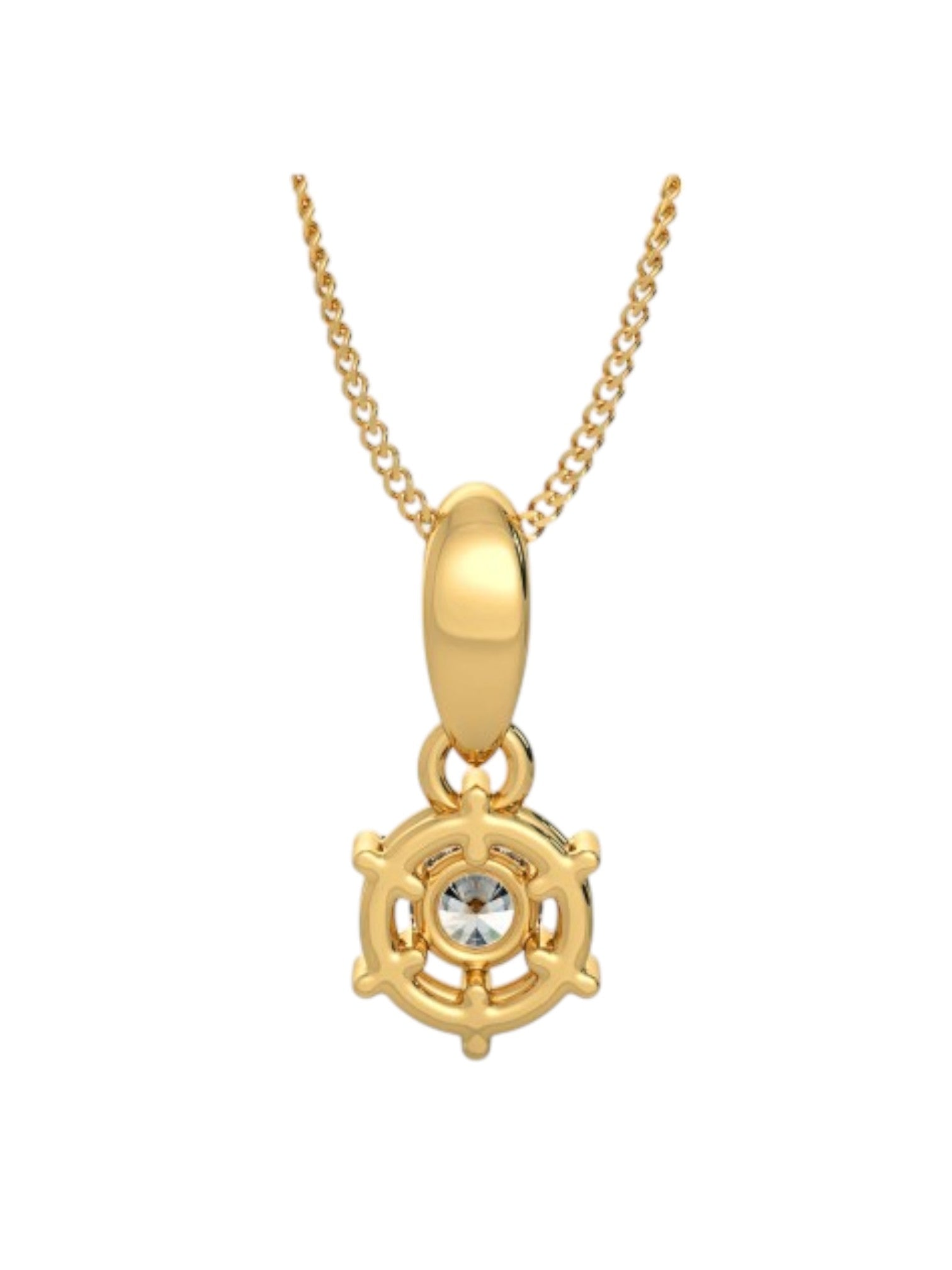 925 Sterling Silver Minimalist Design CZ Stones Gold Plated Pendant With Chain For Women By Kesardeep