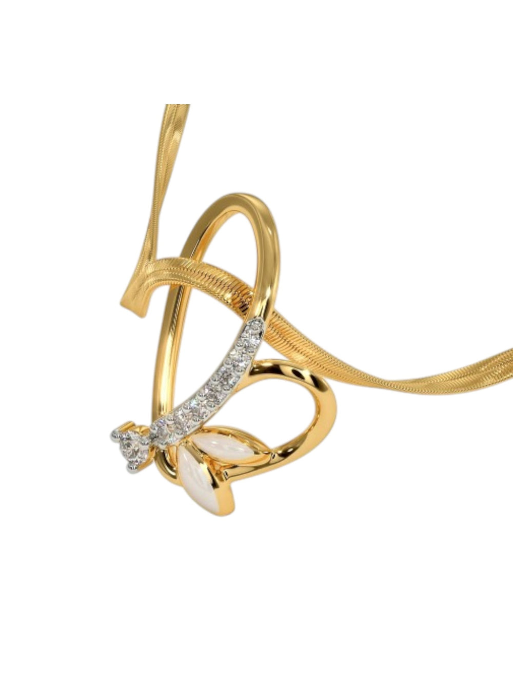 925 Sterling Silver Minimalist Design CZ Stones Gold Plated Pendant With Chain For Women By Kesardeep