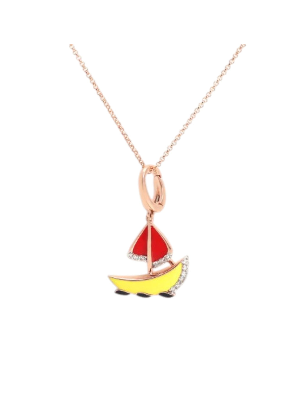 925 Sterling Silver Stylish Boat Design Enameled Rose Gold Plated Pendant With Chain For Women Kesardeep