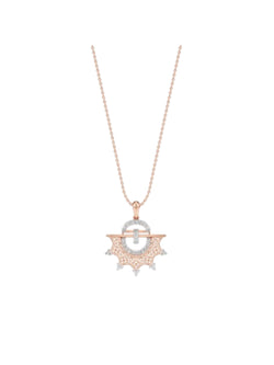 925 Sterling Silver Stylish Design CZ Stones Rose Gold Plated Pendant With Chain For Women By Kesardeep
