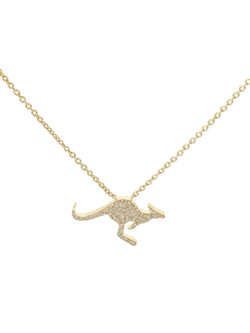 925 Sterling Silver Kangaroo Shape CZ Stones Gold Plated Pendant With Chain For Women By Kesardeep