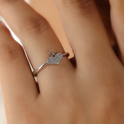 Queen Crown With Heart Ring- Hallmarked 925 Sterling Silver sterlyn 925