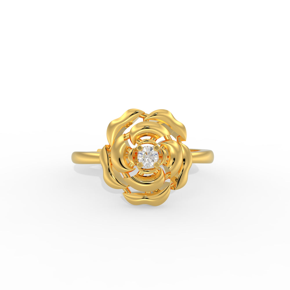 ROSE FLOWER GOLD PLATED RING SILVER RING 925 STERLING SILVER RING GOLD PLATED SILVER RING 18KT MICON PLATED RING DIAMON CUT CZ RING 