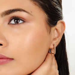 Rectangular Shape Earrings In 925 Sterling Silver For Office Wear sterlyn 925